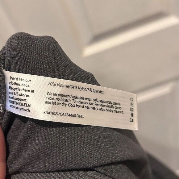 Eileen Fisher Pants 3X Plus Washable Stretch Crepe Slim Ankle Mid Rise Gray - Picture 8 of 8